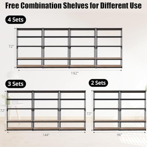 GarveeTech Heavy Duty Garage Shelving Unit, 48 in L x 24 in D x 72 in H - color: Black, size: 48" L x 24" W x 72" H