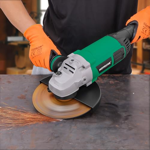 Hoteche 9-Inch Angle Grinder 4-HP Grinding and Cutting Tool Fits 7/8" Hole Size Wheels with Rotatable Handle and Lock-On Switch - size: 9-Inch 4-HP