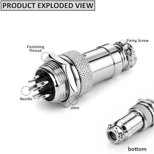 Clyxgs 6-Core Aviation Plug Connector Male Female 16mm Panel Mount Metal Wire Adapter 10PCS - style: GX16-6-10