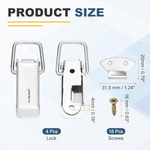 HARFINGTON 4 Pcs 1" (Overall Length:4.37") Spring Loaded Toggle Latch - size: 4.37"