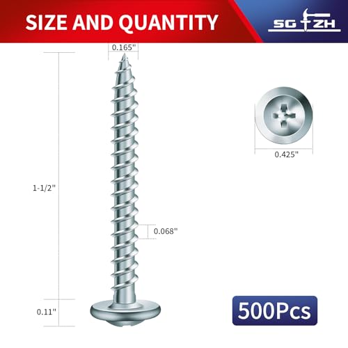 #8 x 1-1/2" Wood Screw 500Pcs Alloy Steel Standard Thread Truss Head Fast Self Tapping by SG TZH - color: Silver - Alloy Steel, size: #8 x 1-1/2"