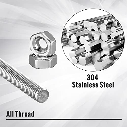 LEIFIDE 24 Pcs 8/32 in 4mm Threaded Rod with Hex Nuts, 8 Inch - size: 8 Inch