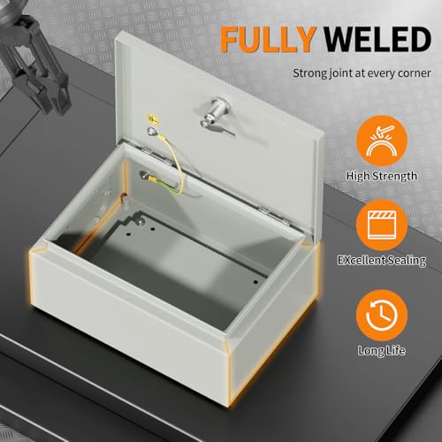 Metal Enclosure, IP65 Waterproof Electrical Box for Indoor and Outdoor Projects, Includes Mounting Plate and Wall Bracket 350×250×150mm (14"×10"×6") - size: 14"×10"×6"