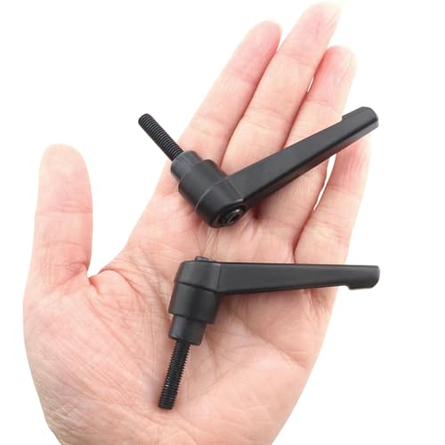 6PCS M5x20x20mm Adjustable Handle Clamping Lever Handles Black Oxidized Carbon Steel Threaded Male Studs Quick Release Ratchet Bolt Knobs for Component Fixing