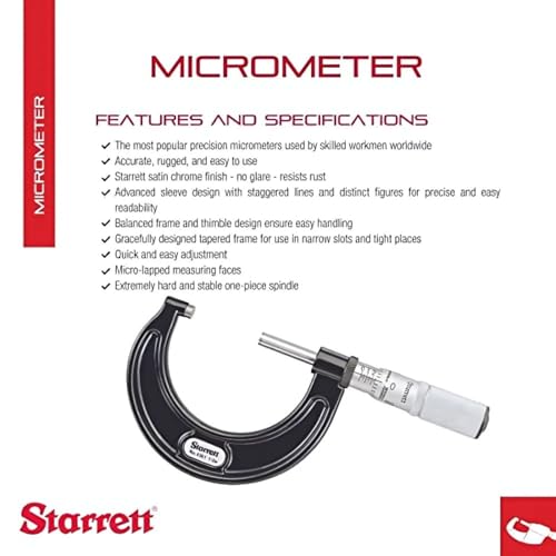 Starrett Outside Digital Micrometer, 2-3" Range, .0001" Graduation - color: Black Wrinkle, size: 2-3" with SLC