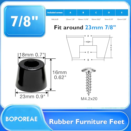20 Pcs Rubber Feet for Cutting Board with Stainless Screws - size: 7/8" W X 5/8" H