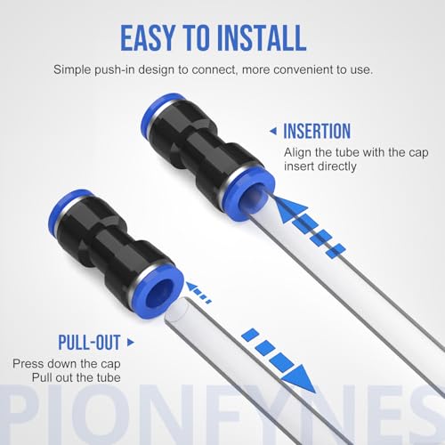 12PCS Straight Push Connectors Quick Release Plastic Push to Connect Fittings 1/4" inch Quick Connect Air Hose Fittings (1/4'', Blue) - size: 1/4'' 12PCS