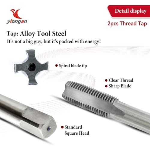 2Pcs M12x1.25 Metric Right-Hand Thread Tapping Tool, Hand Taper & Plug Tap - size: m12x 1.25