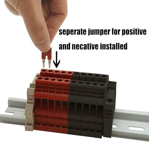 UL 10 Gang DIN Rail Terminal Blocks, with (8) 2P Jumpers,Dinkle DK4N 10-22 AWG, 30 Amp, 600 Volt - style: NEW,10-22AWG,30Amp