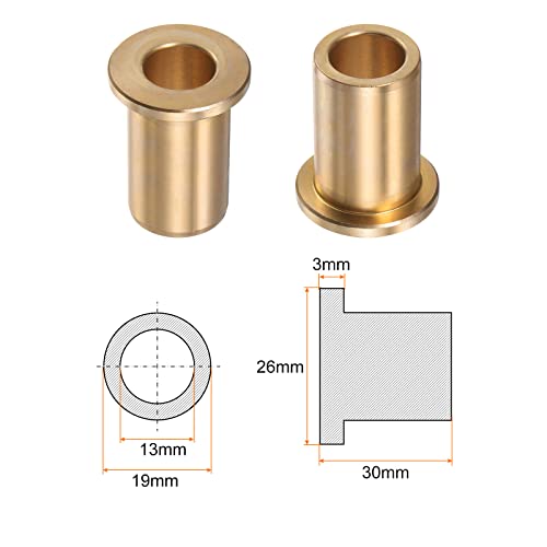 HARFINGTON Flange Bearing Sleeve 13mm Bore 19mm OD 30mm Length 3mm Flange Thickness Bronze Bushing Self-Lubricating Bushings Sleeve for Industrial Equipment - size: 13mmx19mmx30mm