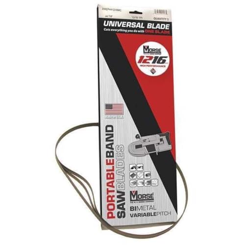 Morse 1216 Bimetal Portable Bandsaw Blade, 44-7/8 x 1/2 x .020 x 12/16 TPI, 3 Pack (002738/ZWEP441216MC)