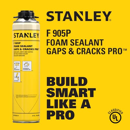 Stanley F905P Gaps & Cracks Pro Foam Sealant (2x24 Oz.) – High Yield Expanding Polyurethane Spray Foam Insulation for Wide Cracks & Cavities, Waterproof | Gun&Cleaner Included | 24 Oz. 2 Pack - color: Gaps & Cracks Pro Set, size: 2 Pack
