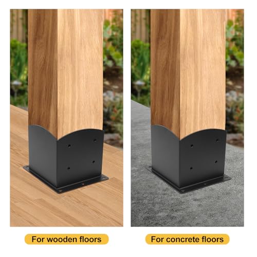 6x6 Post Base, Heavy Duty Post Bracket, Steel, Wood/Pergola, 2 Pcs - size: 6×6