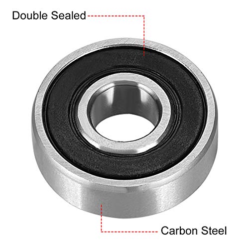 uxcell 608-2RS Deep Groove Ball Bearing 8mm x 22mm x 7mm Double Sealed High Carbon Steel Z1 Bearings 8pcs - size: 8mmx22mmx7mm