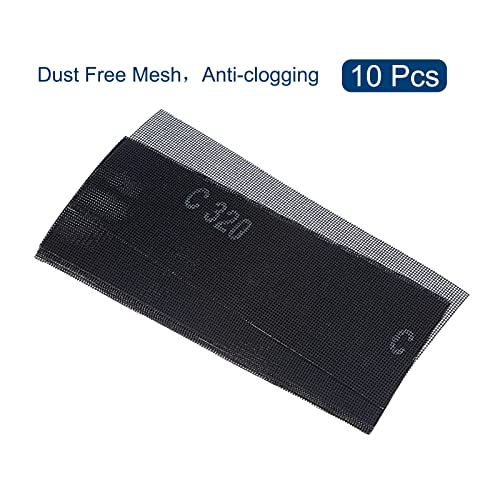 uxcell 10pcs Mesh Sanding Sheets 320 Grits 4-1/2-inch x 11-inch Mesh Sandpaper Pad for Wood Wall Repair, Dust-Free Wet/Dry Polish - style: 320 Grit