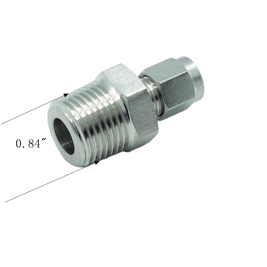 1 piece 1/4" Tube OD x 1/2" NPT Male Pipe Double Ferrule Compression Fitting Straight Adapter Connector 304 Stainless Steel,1000 Psi - size: 1/4"OD x 1/2"NPT, style: 1 piece
