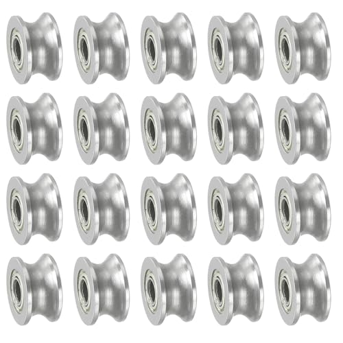 PATIKIL U-Groove Bearing, 20 Pack 4x13x7mm U Groove Guide Pulley Carbon Steel Sealed Ball Bearings Rail Roller Bearing Wheel for Track Liner Motion System - size: 4x13x7mm
