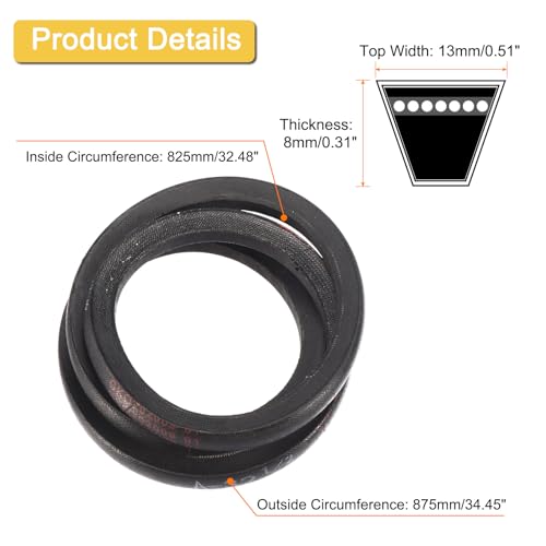 uxcell A32 1/2 Classic Wrapped V-Belt,34" Outer Circ A Profile,Black - size: A32 1/2