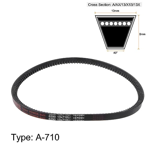HARFINGTON 2pcs 13x710 Cogged V-Belts AX Section Drive Raw Edge Belt 710mm Inner Girth 13mm Width 8mm Thickness EPDM for Power Transmission - size: 710mm
