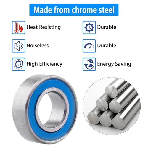 10pcs MR126-2RS Ball Bearings - Miniature Deep Groove Ball Bearing Double Blue Rubber Sealed Chrome Steel for RC Cars/Planes/Drone/Robotics and Small Electric Motors(6x12x4mm) - size: 6x12x4mm MR126-2RS