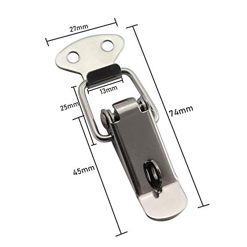 Tegg 2-Pack Spring Loaded Latch Catch Toggle Stainless Steel Safety Security Hardware Fitting Duckbill Tensionlock Hasp for Cabinet Boxes Suitcase 58mm - size: 58mm