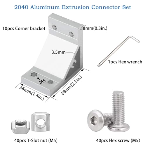 10Set 2040 Corner Bracket Connector for 2040 Aluminum Extrusion Accessories Silver(3653 10Set) - color: Silver, size: 2040 10 Set A