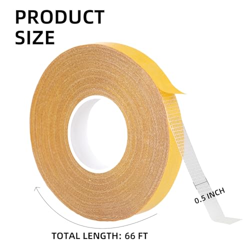 KAIYUER Thin Double Sided Tape Heavy Duty,High Stickness Clear Tape for Making DIY Crafts, Paste Photo, Rug Fixed, Floor,Wall Decor,Office Decor,No Glue Residue,0.5" x 66 FT - size: 0.5"x66FT