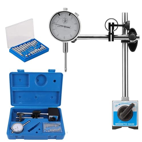 0-1.0" Dial Indicator with Magnetic Base, Adjustable Long Arm Magnetic Dial Indicator Professional Dial Gauge 0.001"