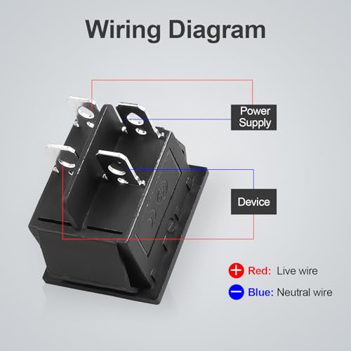 1Pc Black KCD4 Boat Rocker Switch 2-Position 4-Pin DPST Panel Switch - color: 1Pcs Black/with 6pcs FDFD2-250 Blue Terminals