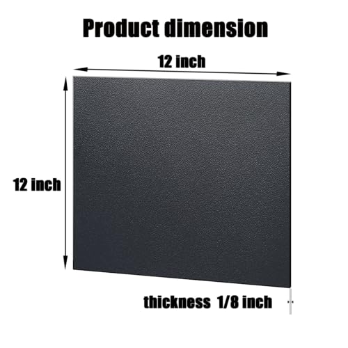 ABS Plastic Sheet 1/8 Inch Thick 12" x 12" (2-Pack),Two-Sided Heat Moldable Panel (Thermoplastic Textured Front & Smooth Back), Black Thermoform Board Great for DIY Projects, Decor, Handcrafts - size: 12" x 12" x 1/8"