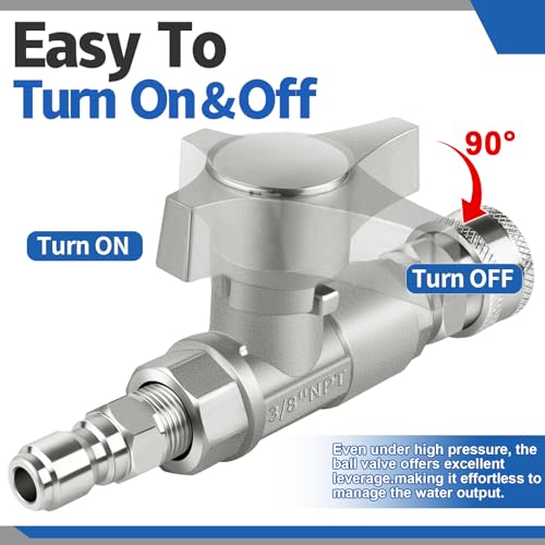 Boltigen DN10 Pressure Washer Ball Valve, Stainless Steel 3/8'' Quick Connect High Pressure Shut Off Valve for Power Washer Hose, 5000PSI