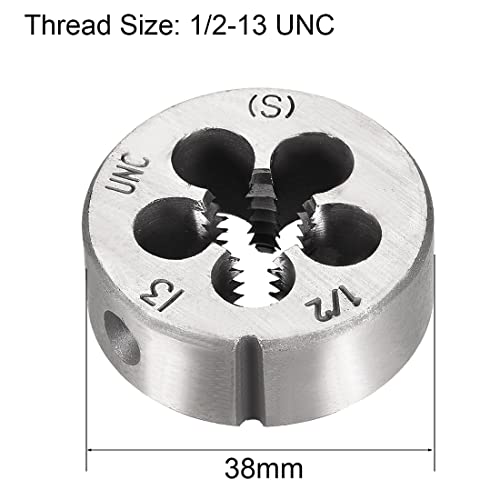 uxcell 1/2-13 UNC Round Die, Machine Thread Right Hand Threading Die, Alloy Tool Steel Screw Thread Cutting Die, 2pcs - size: 1/2-13 UNC