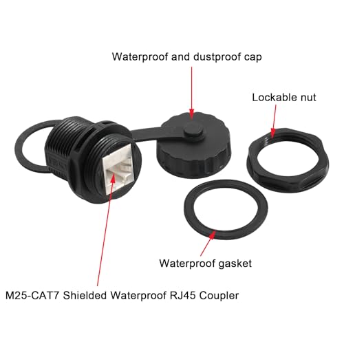 5PCS 10Gbps CAT7 Panel Mounting Shielded RJ45 Waterproof Connector - size: 5 Pieces CAT7