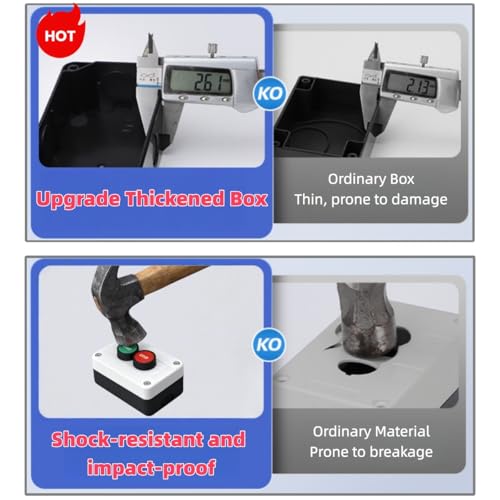 22mm Momentary Push Button Switch Station Box Emergency Stop Buttons IP65 Waterproof Control Switch for Gate Opener Self-Resetting Self-Locking Industrial Hand-Held Control Box(Two Button) - size: 2 Button ( START STOP )
