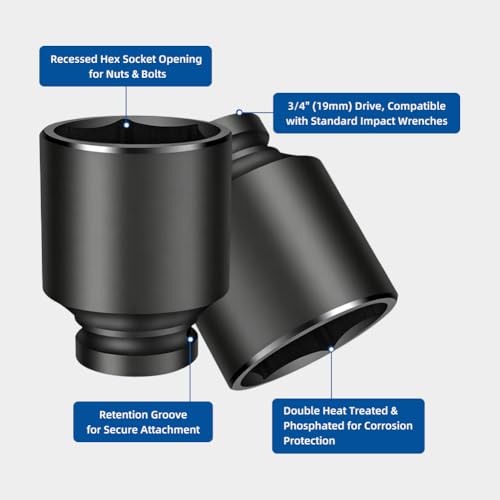 BORDSTRACT 3/4in Drive Impact Socket 45×80mm - size: 45mm - Deep (80mm Length)