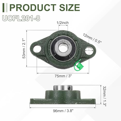 uxcell UCFL201-8 Pillow Block Bearings, 1/2 in Bore Chrome Steel, ABEC3 - size: UCFL201-8 (Bore 1/2")