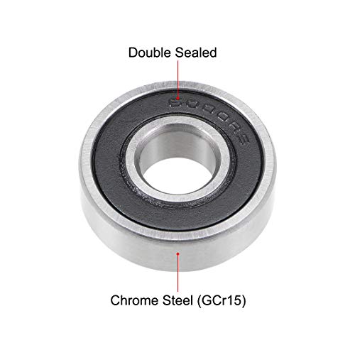 uxcell 6000-2RS Deep Groove Ball Bearing 10x26x8mm Double Sealed ABEC3 5pcs - size: 10mmx26mmx8mm