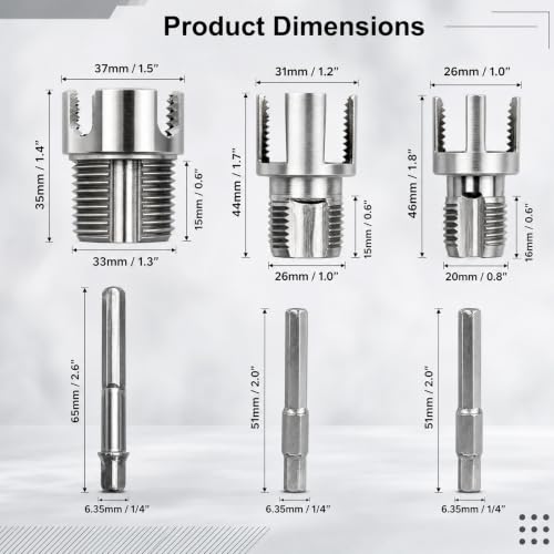 3PCS PVC Pipe Threader Kit,Dual Internal & External Thread Cutting Tool 