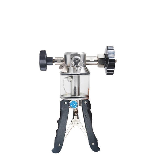 High Pressure Hydraulic Hand Pump Calibrator (Range: 0 to 600 Kg/Cm²) with Pressure and Vacuum Gauge (Range: 0 to 700 bar / 0 to 10000 PSI) for Calibration Labs | Model: SK-2300
