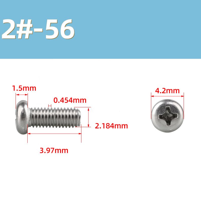 2#-56 x 3/4" Machine Screws, Phillips Pan Head, 100 Pack - size: 2#-56 * 3/4" 100pcs