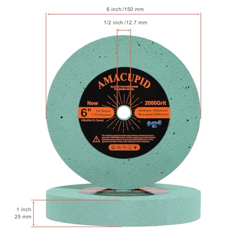 Polyurethane Buffing Wheels 2000 Grit. Mirror Polishing Stainless Steel (6 inch) - size: 6 inch