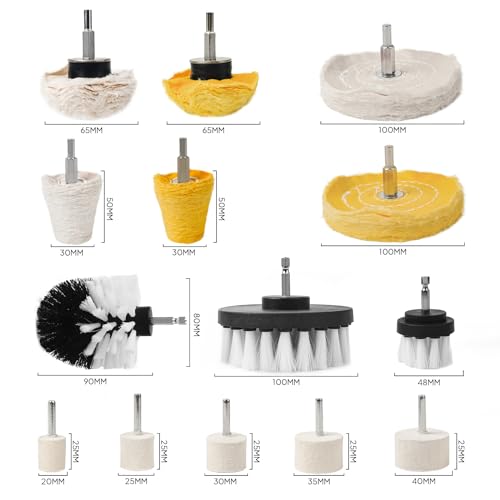 Unicaravan Aluminum Wheel Polishing Kit for Drill Buffing Wheel for Car Motorcycle Wheel Rim Manifold Polishing for Stainless Steel Chrome Wood Plastic Ceramic Glass Woods Machine Jewelry etc 14PCS - style: 14PCS