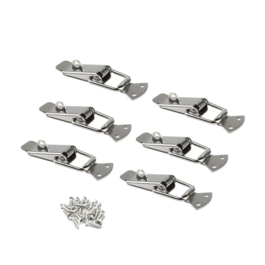 Latch, Stainless Steel Spring Loaded Toggle Latch,With locking hole, Silver Catch Hasp Clamp Clip Lock with for Cabinet, Wooden Case, Box (6 Pack)