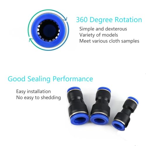 Reducer Push to Connect Fitting, 1/2" to 3/8" Tube OD, Reducing Pneumatic Quick Connector Coupler (Pack of 10) - size: 1/2"-3/8“ Tube OD
