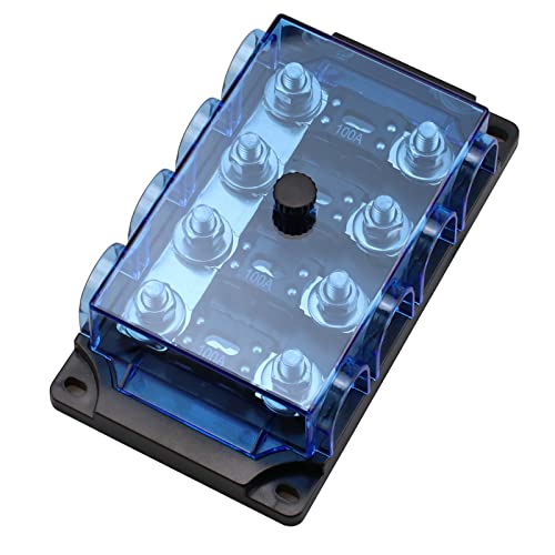 4-Way MEGA/AMG Fuse Holder with 4 PCS ANM Bolt-on Fuse 100A for Cars, Power Switch, GPS Positioning, LED Turn Signals - size: 4 way