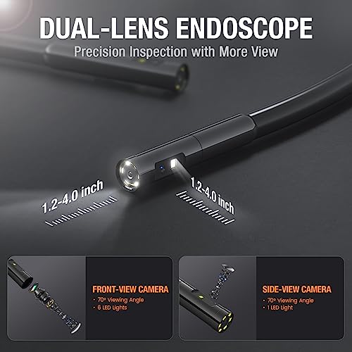 50FT Dual Lens Endoscope with Light, Teslong MS450 Drain Pipe Snake Camera - size: 50FT