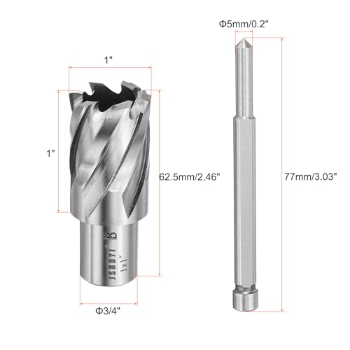 HARFINGTON Annular Cutter 1" Cutting Diameter Shank 3/4" with 1" Depth of Locating Pin M2 High-Speed Steel Drill Bit Annular Cutter for Standard Magnetic Drills Machine Tools Mills - size: 1 inch * 1 inch