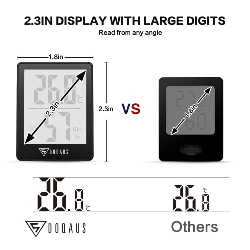 DOQAUS Digital Hygrometer Indoor Thermometer Humidity Meter, Black - color: Black