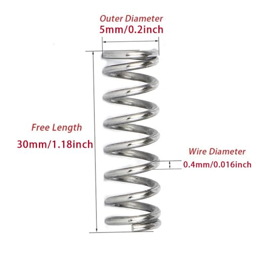 150pcs Compression Springs, 304 Stainless Steel Small Pen Spring, Length 10-30mm, OD 4-6mm, Wire Diameter 0.3-0.5mm (Color : 150pcs, Size : 0.4 * 5 * 30mm) - size: 0.4*5*30mm