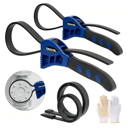 2-Piece Heavy-Duty Strap Wrench Set Upgrade, 4" to 6" Diameter - color: Blue